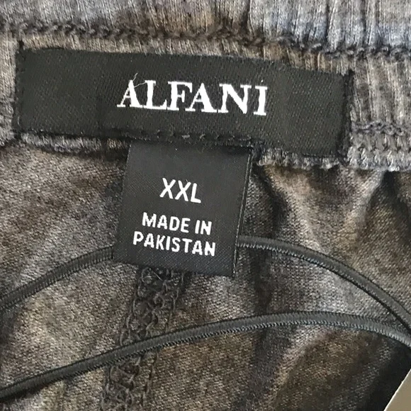 New Alfani Sleep Pajama Pants Men's size XXL Charcoal Gray w/Pockets Drawstring - Picture 12 of 16